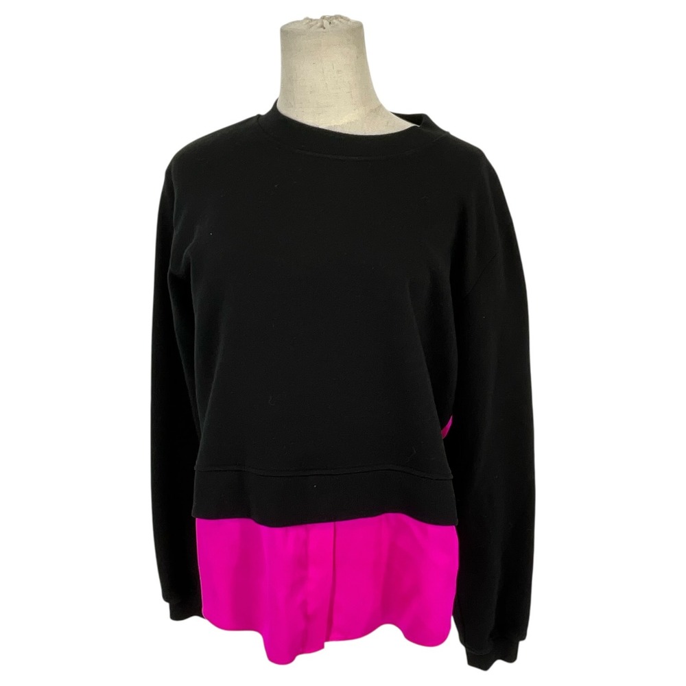 Generation Love Mixed Media Sweatshirt Black Hot Pink Satin Back Size‎ M